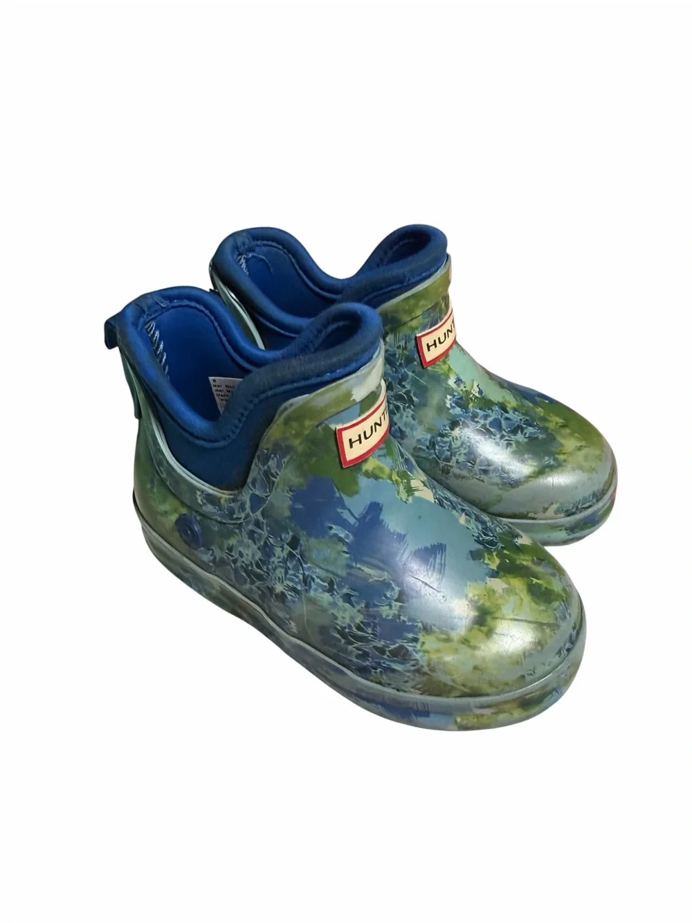 Hunter Kids Blue and Green Camo Short Rain Boots Toddler Size 8